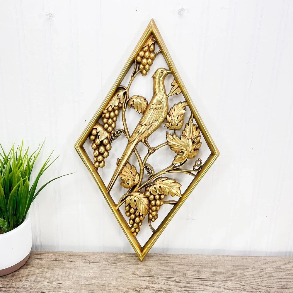 Faux Brass Bird Wall‎ Hanging - Gold Interior Decor